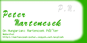 peter martencsek business card